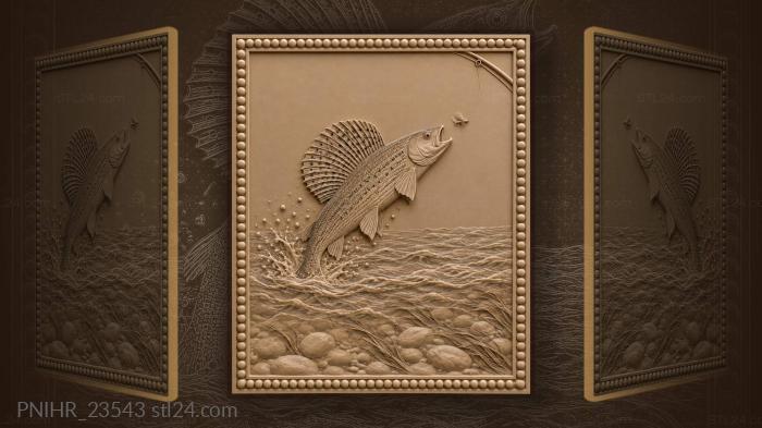 Grayling leaping for a dry fly 3d STL model