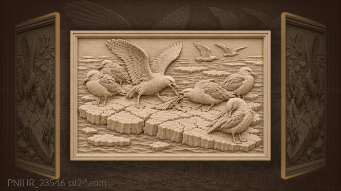 Gulls on drifting ice floe 3d STL model