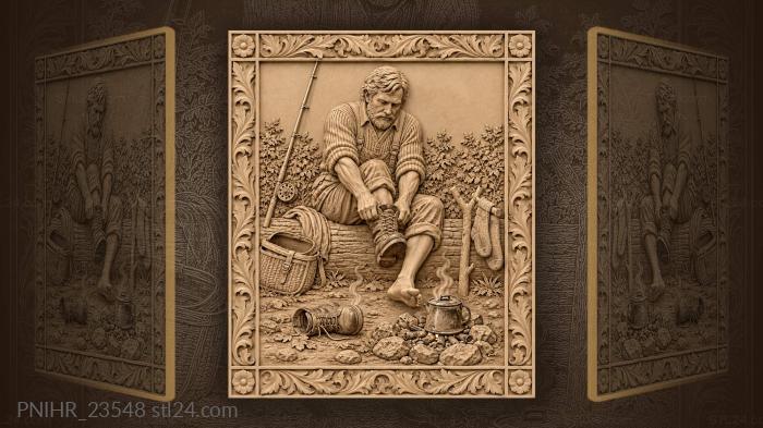 Fisherman resting by warm fire 3d STL model
