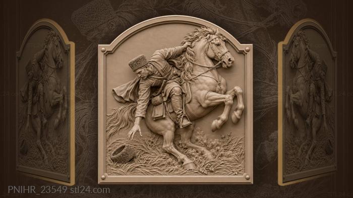 Stallion rears beneath the reaching cossack 3d STL model