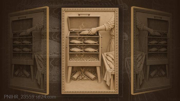 Smoker filled with fresh catch 3d STL model