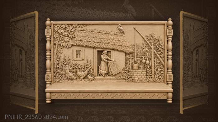 Rural scene with cozy homestead 3d STL model