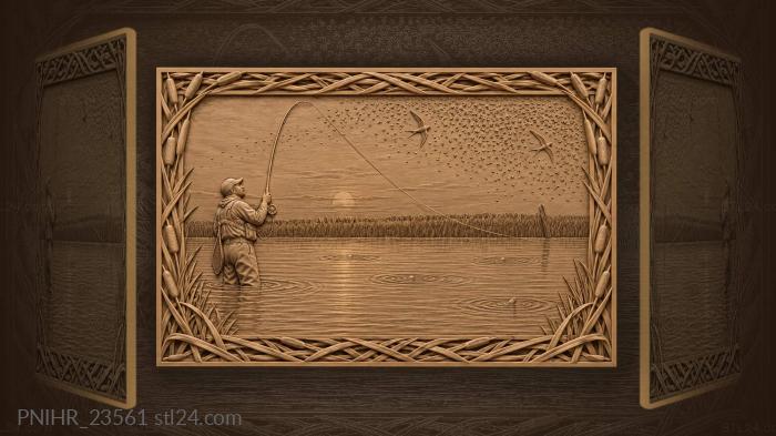 Angler thigh deep beneath midge swarm 3d STL model