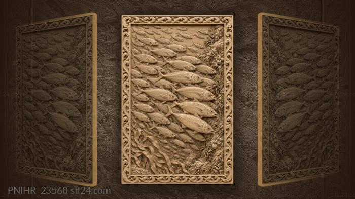 Mackerel shoal against rocky cliff 3d STL model
