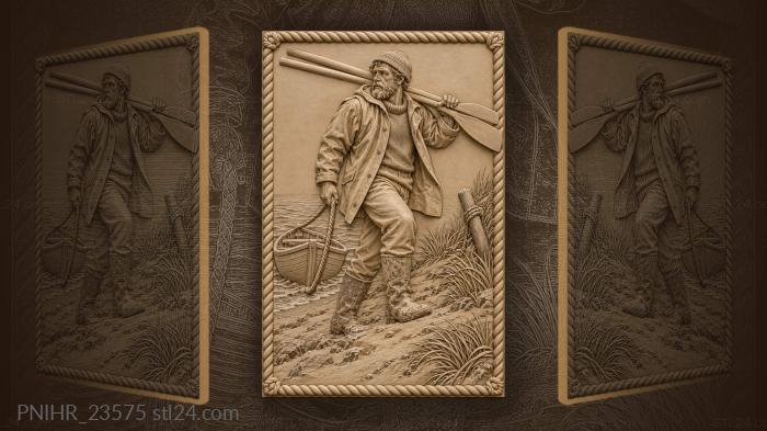 Carrying two oars up from the boat 3d STL model