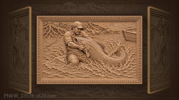 Mighty catfish fishermans powerful struggle 3d STL model