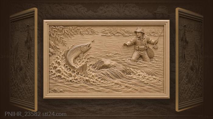 Trout leaps escaping fishermans line 3d STL model