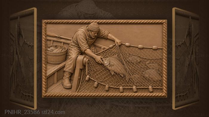 Bream caught in fishing net 3d STL model