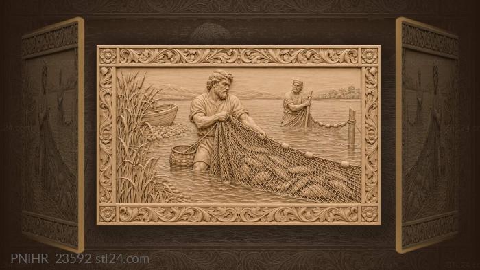 Two men hauling a net in the shallows 3d STL model