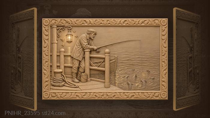 Evening fishing by lantern light 3d STL model