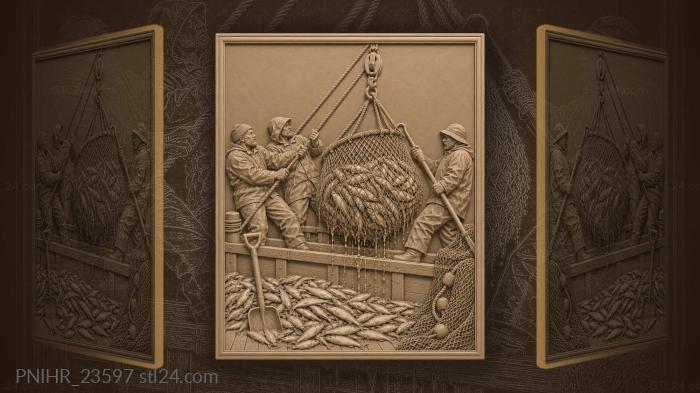 Herring haul aboard fishing boat 3d STL model
