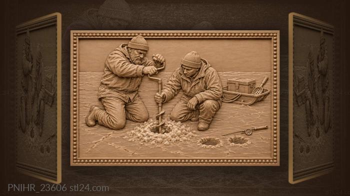 Two men turning one auger together 3d STL model