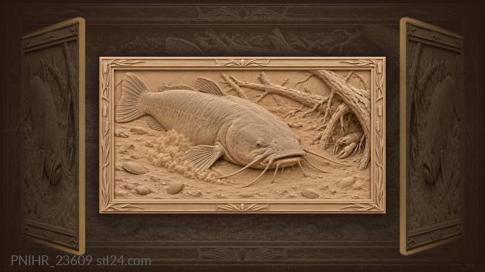 Catfish in muddy river bottom 3d STL model