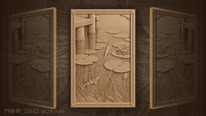 Summer fishing quiet water lilies 3d STL model