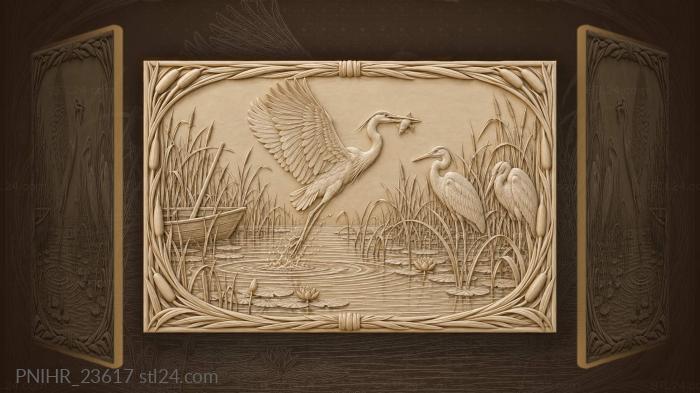 Heron with fish liman landscape 3d STL model