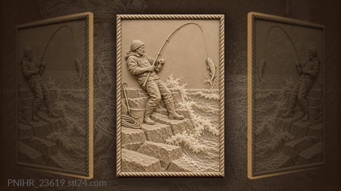 Mullet arcing over the stone breakwater 3d STL model