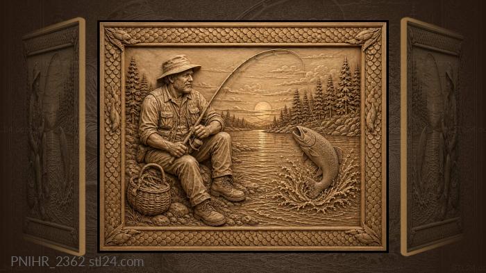 Woven basket at his feet at sunset 3d STL model