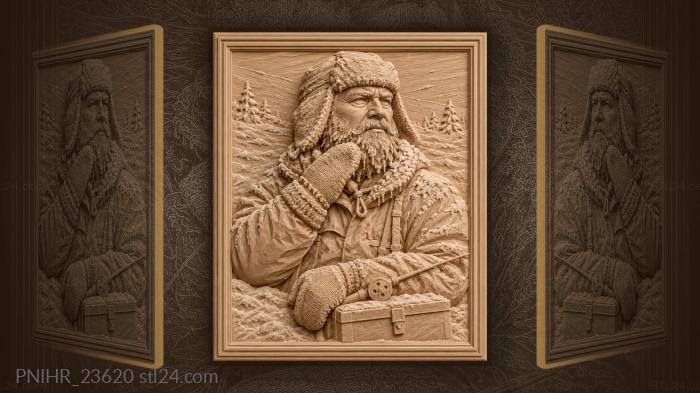 Winter fisherman bracing against the cold 3d STL model