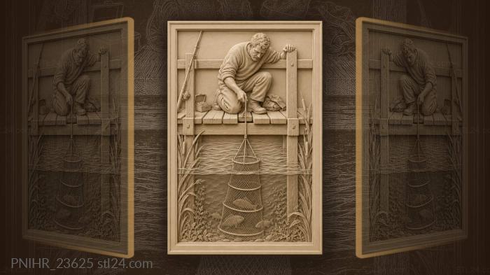 Lowering a keepnet under the plank bridge 3d STL model