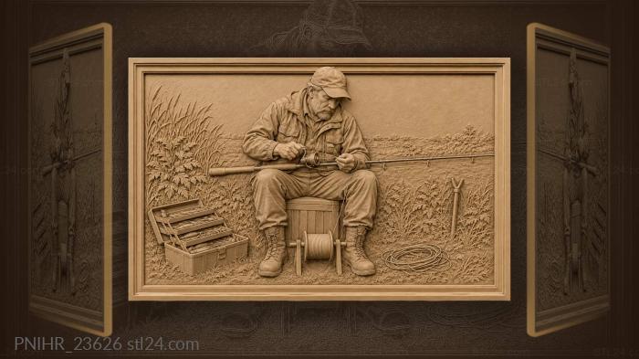 Fisherman respooling line quiet moment 3d STL model