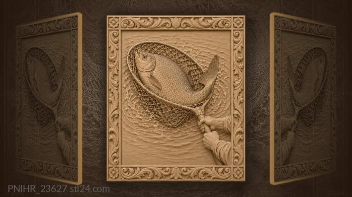 Bream thrashes against the tilting net 3d STL model