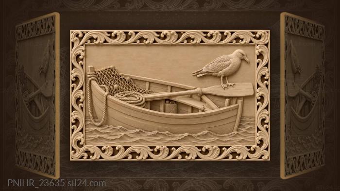 Seagull on boat oar rest 3d STL model