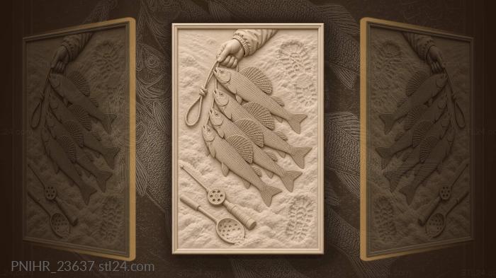 Winter catch grayling on snow 3d STL model