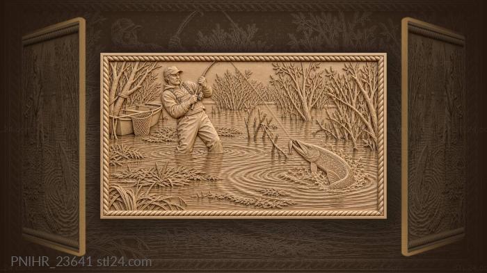 Pike striking among the drowned willows 3d STL model