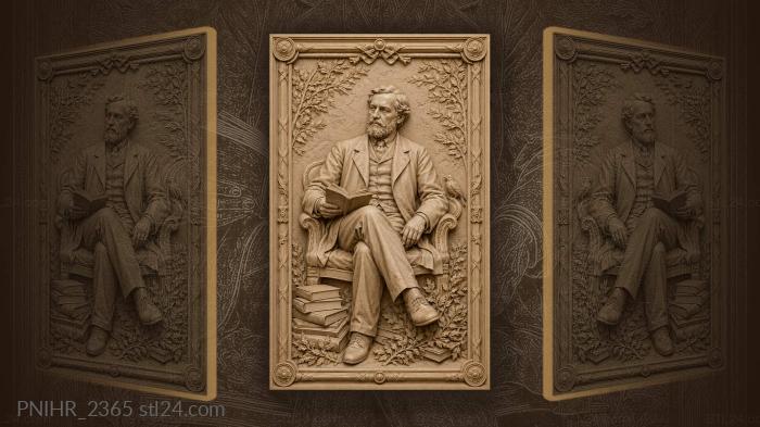 Bird perched on the chair armrest · Edgar Allan Poe 3d STL model