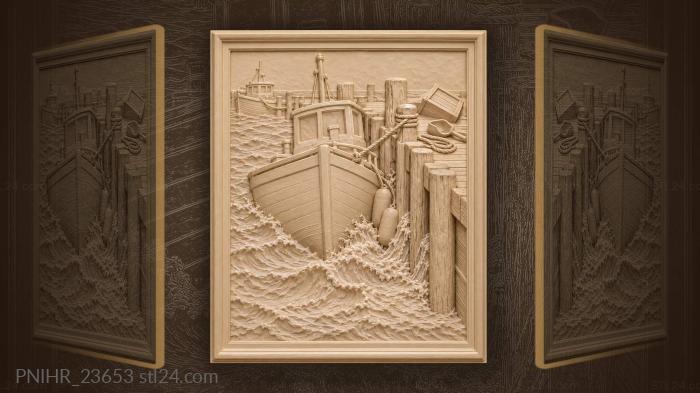 Stormy harbor restless boat mooring 3d STL model