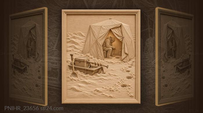 Tent glowing from within on snow 3d STL model