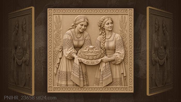 Women offer a ceremonial loaf to arrivals 3d STL model