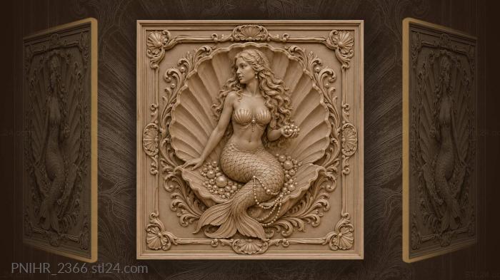 Mermaid and pearl scallop treasure 3d STL model