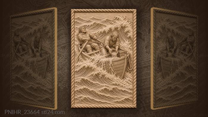 Stormy seas small boat struggle 3d STL model