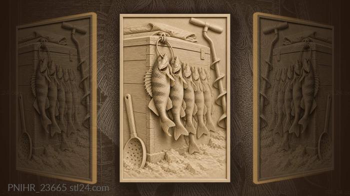 Winter catch of silvery perch 3d STL model