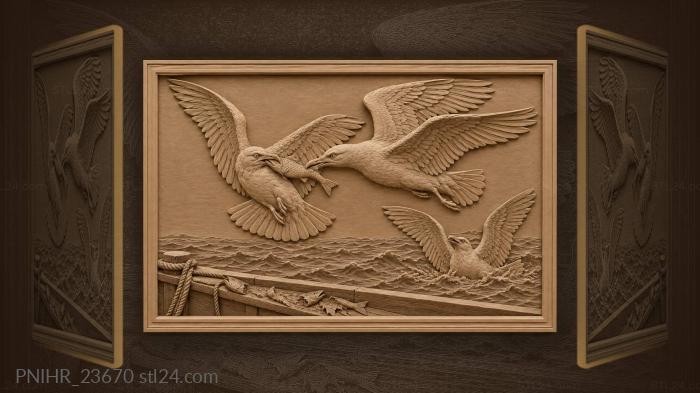 Seagull theft mid-air fish snatch 3d STL model