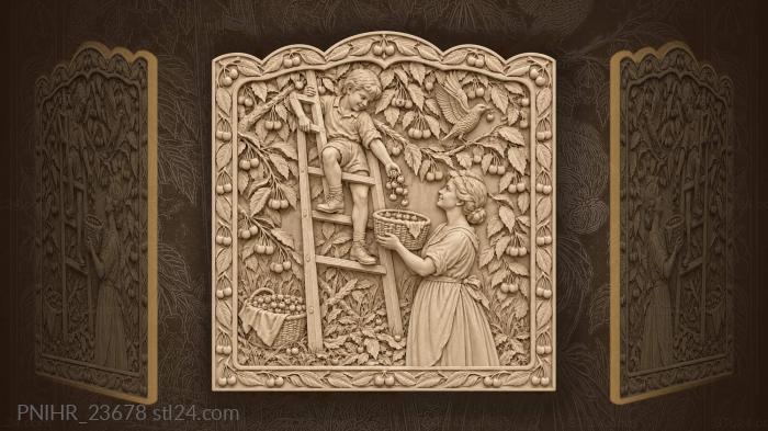 Orchard boy fills the raised basket 3d STL model