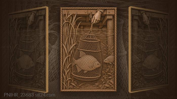 Bream in keepnet under bridge 3d STL model
