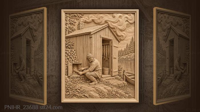 Smokehouse by the quiet river 3d STL model