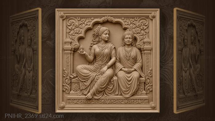 Woman seated beside draped companion 3d STL model