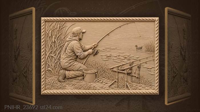 Carp fishing quiet morning scene 3d STL model