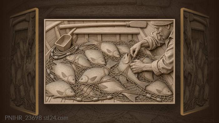 Untangling bream from mesh in boat 3d STL model
