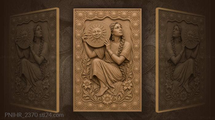Woman with sun hat florals 3d STL model