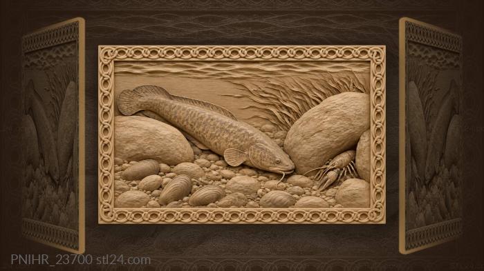 Burbot in rocky river current 3d STL model