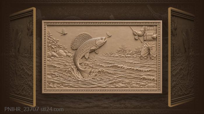 Grayling arcing over the riffle for a fly 3d STL model