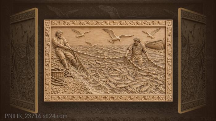 Fishermen encircle a mackerel school 3d STL model