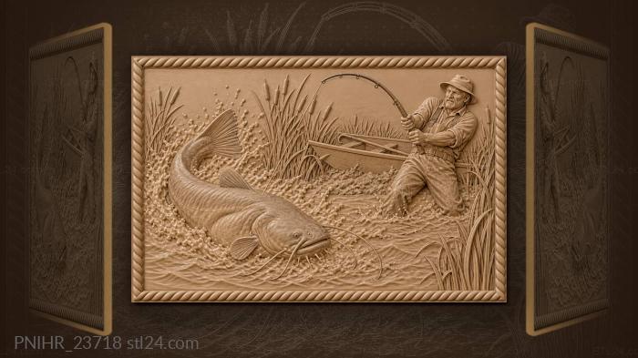 Catfish fight angler shallow water 3d STL model
