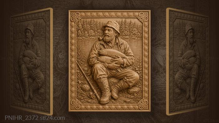Two fish in his arms and a pipe 3d STL model
