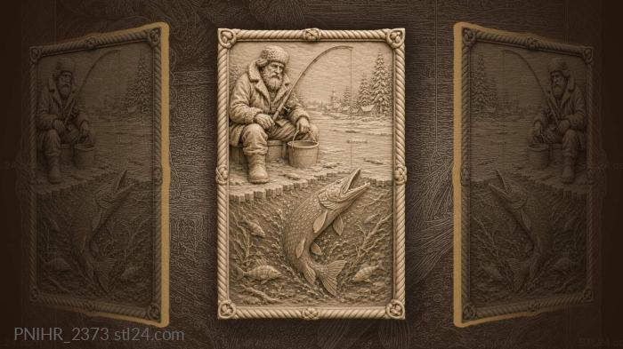 Pike leaping before the thoughtful angler 3d STL model