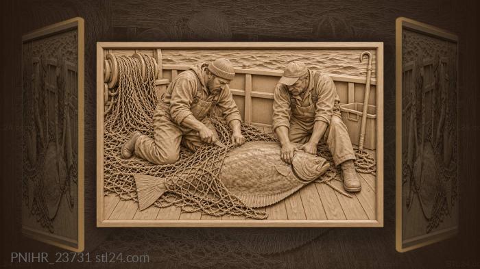 Halibut released from fishing net 3d STL model